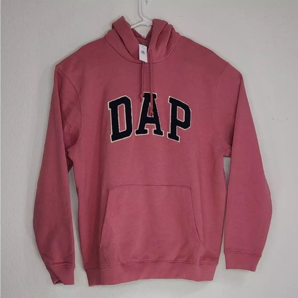 GAP x Dapper Dan 'DAP' Embroidered Hoodie Sweatshirt Rose Pink Size L NEW - Picture 1 of 9